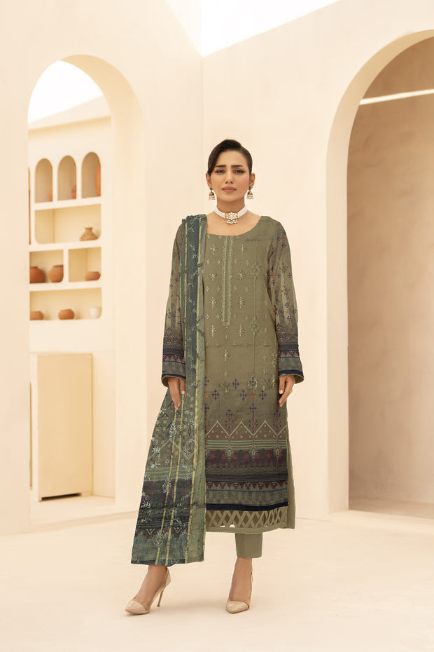 Saffronia Unstitched Lawn Suit