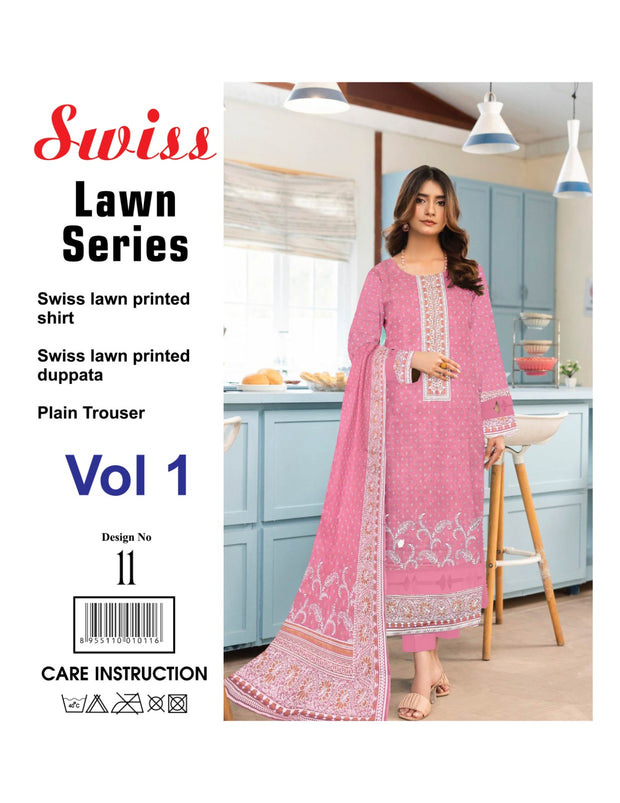 Meraj Nazeer - Premium Swiss Lawn-Tea Pink