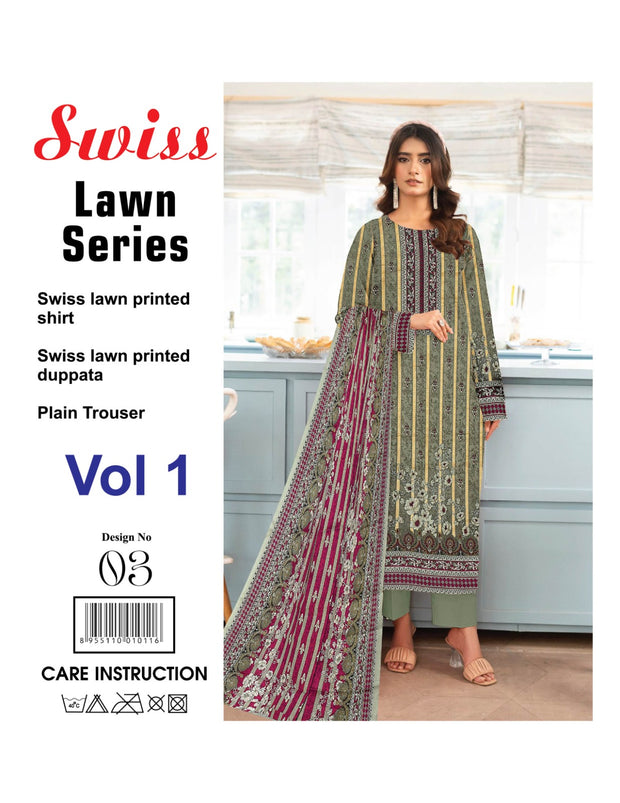 Meraj Nazeer - Premium Swiss Lawn-Floral Green