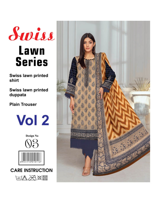 Meraj Nazeer - Premium Swiss Lawn-Skin & Blue